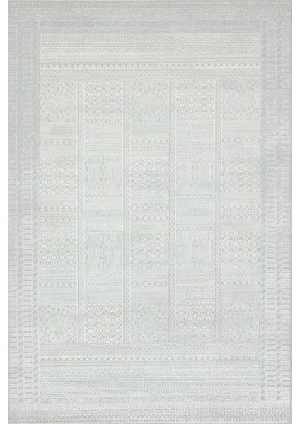 Krem Geometrik Modern Etnik Desenli Halı | Makinada Yıkanabilir | Hav Toz Vermez | Leke Tutmayaz | Kaymaz Taban | Dijital Makine Baskı | Salon Yolluk Mutfak Halısı