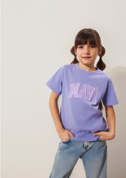 Mavi Logo Baskılı Mor Tişört 7610109-70541