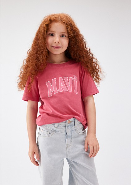 Mavi Logo Baskılı Pembe Tişört 7610109-71088