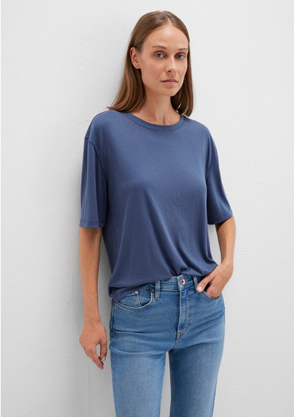 Lacivert TENCEL TM Modal Basic Tişört 1611897-70487