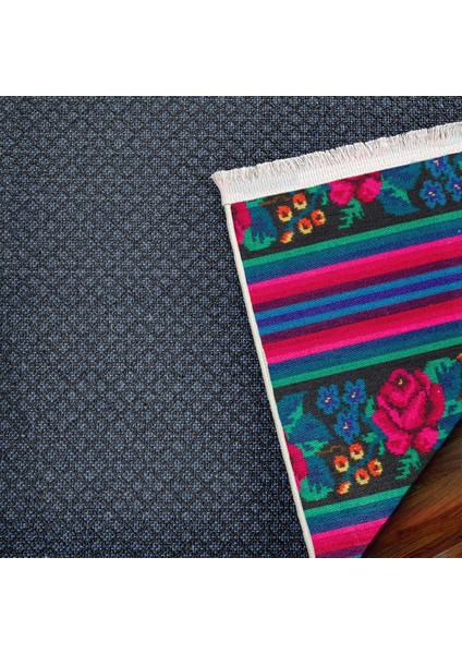 Siyah Çiçekli Modern Etnik Desenli Halı | Makinada Yıkanabilir | Hav Toz Vermez | Leke Tutmayaz | Kaymaz Taban | Dijital Makine Baskı | Salon Yolluk Mutfak Halısı modelleri