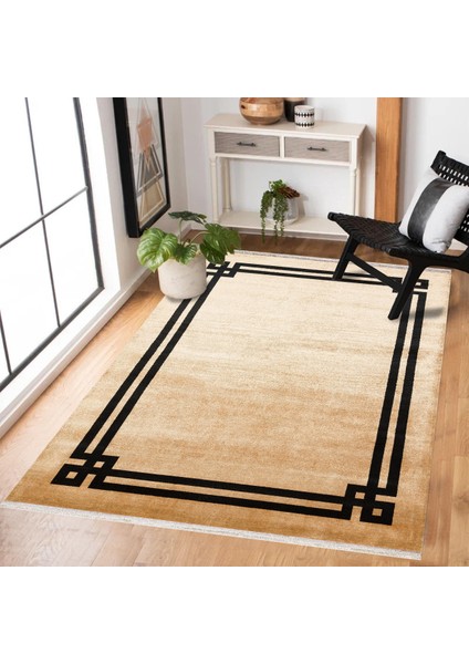 Siyah Çerçeveli Modern Etnik Desenli Halı | Makinada Yıkanabilir | Hav Toz Vermez | Leke Tutmayaz | Kaymaz Taban | Dijital Makine Baskı | Salon Yolluk Mutfak Halısı fiyatları