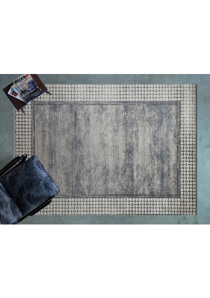 Gri Çerçeveli Modern Etnik Desenli Halı | Makinada Yıkanabilir | Hav Toz Vermez | Leke Tutmayaz | Kaymaz Taban | Dijital Makine Baskı | Salon Yolluk Mutfak Halısı modelleri
