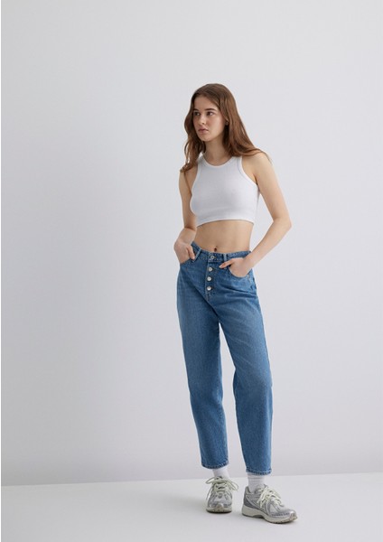 Lila Iconic Gölgeli Indigo Mavisi Jean Pantolon 101354-85535