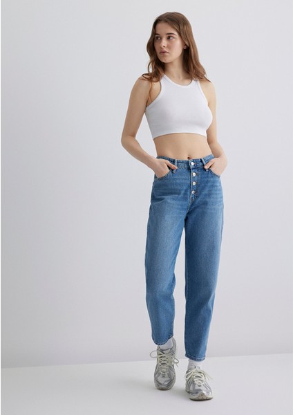 Lila Iconic Gölgeli Indigo Mavisi Jean Pantolon 101354-85535