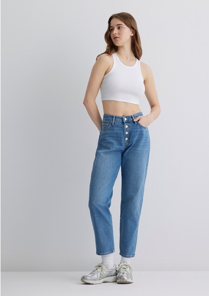 Lila Iconic Gölgeli Indigo Mavisi Jean Pantolon 101354-85535