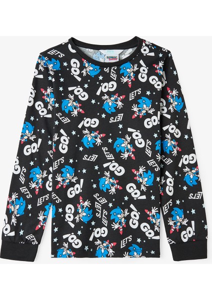 Siyah Erkek Çocuk Sonic Uzun Kollu Pamuklu Pijama Takımı fiyatları