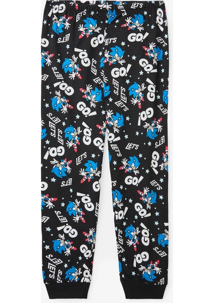 Siyah Erkek Çocuk Sonic Uzun Kollu Pamuklu Pijama Takımı modelleri