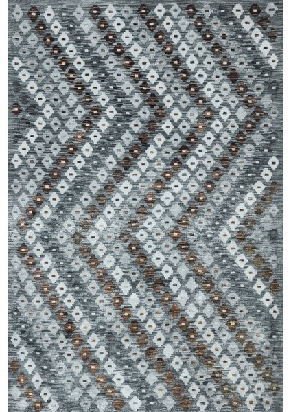 Gri Geometrik Modern Etnik Desenli Halı | Makinada Yıkanabilir | Hav Toz Vermez | Leke Tutmayaz | Kaymaz Taban | Dijital Makine Baskı | Salon Yolluk Mutfak Halısı