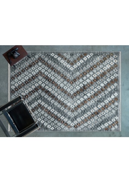 Gri Geometrik Modern Etnik Desenli Halı | Makinada Yıkanabilir | Hav Toz Vermez | Leke Tutmayaz | Kaymaz Taban | Dijital Makine Baskı | Salon Yolluk Mutfak Halısı modelleri