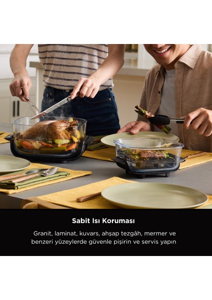 4-In-1 Taşınabilir Cam Hazneli Pişirme Sistemi, Mavi, Gri