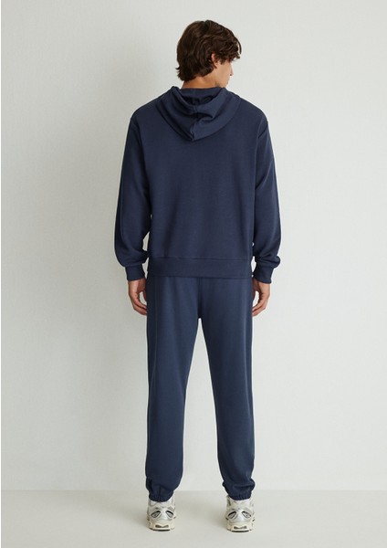 MVJNS Logo Baskılı Kapüşonlu Lacivert Sweatshirt 0611786-70490