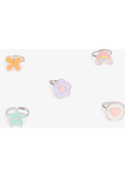Renkli Kız Çocuk 5'li Yüzük Seti