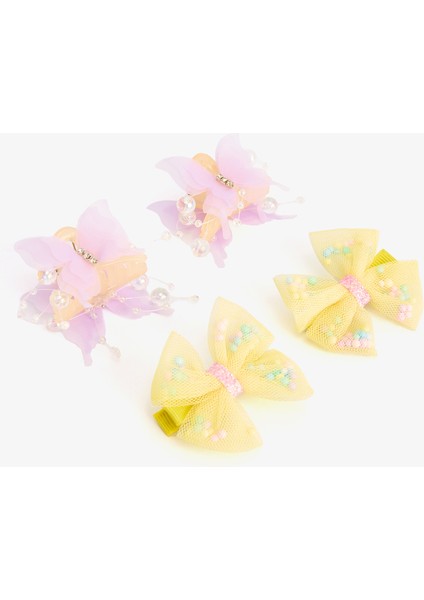 Renkli Kız Çocuk Kelebekli 4'lü Saç Tokası fiyatları
