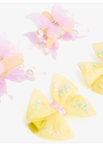 Renkli Kız Çocuk Kelebekli 4'lü Saç Tokası modelleri