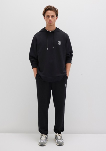 MVJNS Logo Baskılı Kapüşonlu Siyah Sweatshirt 0611786-900