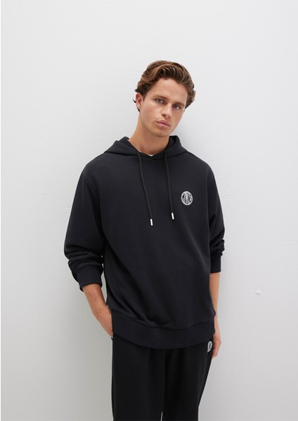 MVJNS Logo Baskılı Kapüşonlu Siyah Sweatshirt 0611786-900