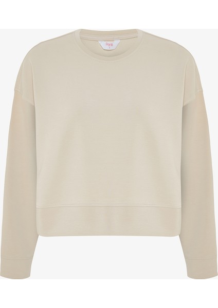 Bej Modal Şardonlu Sweatshirt