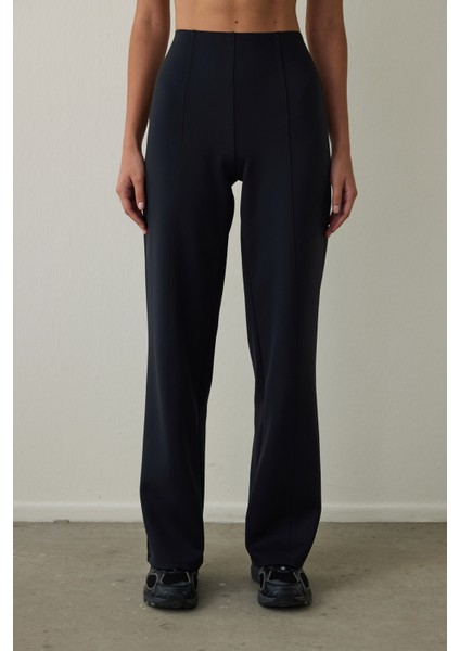 Siyah Yüksek Bel Toparlayıcı Etkili Düz Paça Pantolon fiyatları