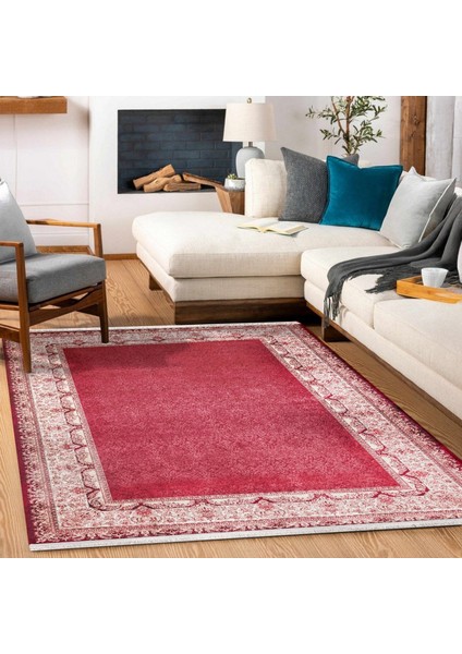 Bordo Çerçeveli Modern Etnik Desenli Halı | Makinada Yıkanabilir | Hav Toz Vermez | Leke Tutmayaz | Kaymaz Taban | Dijital Makine Baskı | Salon Yolluk Mutfak Halısı fiyatları