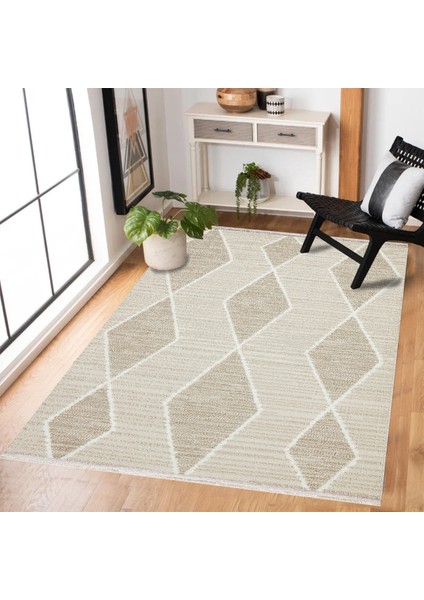 Krem Geometrik Modern Etnik Desenli Halı | Makinada Yıkanabilir | Hav Toz Vermez | Leke Tutmayaz | Kaymaz Taban | Dijital Makine Baskı | Salon Yolluk Mutfak Halısı fiyatları
