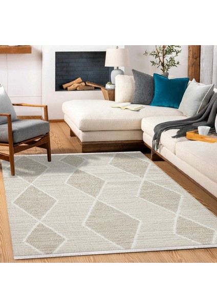 Krem Geometrik Modern Etnik Desenli Halı | Makinada Yıkanabilir | Hav Toz Vermez | Leke Tutmayaz | Kaymaz Taban | Dijital Makine Baskı | Salon Yolluk Mutfak Halısı modelleri