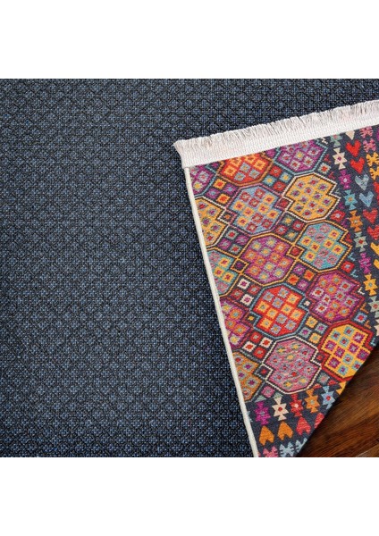 Koyu Mavi Etnik Modern Etnik Desenli Halı | Makinada Yıkanabilir | Hav Toz Vermez | Leke Tutmayaz | Kaymaz Taban | Dijital Makine Baskı | Salon Yolluk Mutfak Halısı fırsatları