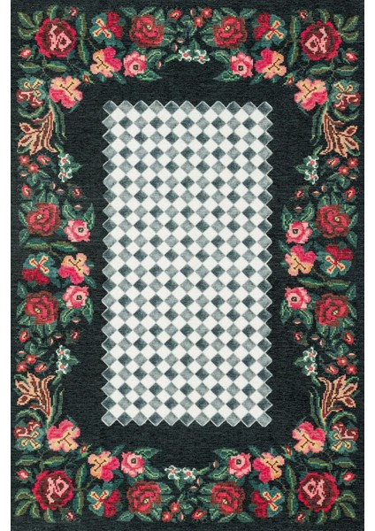 Kırmızı Karabağ Modern Etnik Desenli Halı | Makinada Yıkanabilir | Hav Toz Vermez | Leke Tutmayaz | Kaymaz Taban | Dijital Makine Baskı | Salon Yolluk Mutfak Halısı