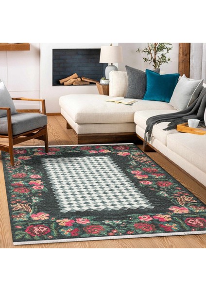 Kırmızı Karabağ Modern Etnik Desenli Halı | Makinada Yıkanabilir | Hav Toz Vermez | Leke Tutmayaz | Kaymaz Taban | Dijital Makine Baskı | Salon Yolluk Mutfak Halısı modelleri