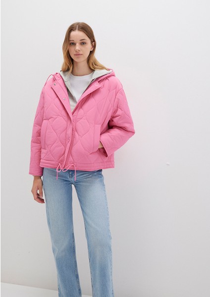 Kapitone Beli Bağcıklı Pembe Ceket 1110323-86413