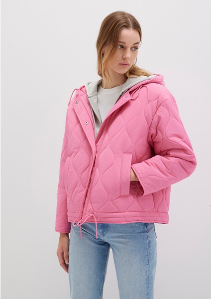 Kapitone Beli Bağcıklı Pembe Ceket 1110323-86413