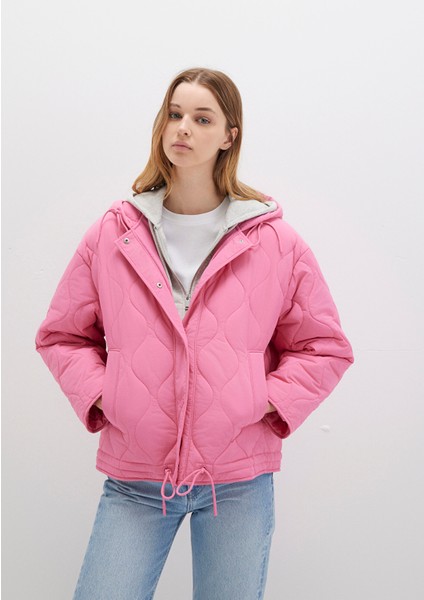 Kapitone Beli Bağcıklı Pembe Ceket 1110323-86413