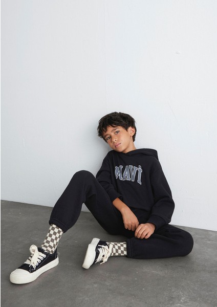 Mavi Logo Baskılı Kapüşonlu Siyah Sweatshirt 6610110-900