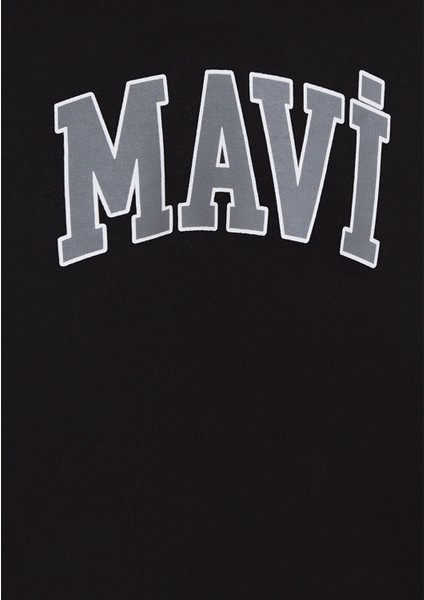 Mavi Logo Baskılı Kapüşonlu Siyah Sweatshirt 6610110-900