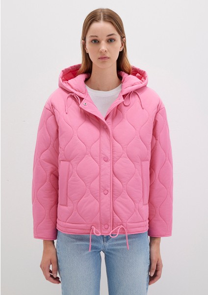 Kapitone Beli Bağcıklı Pembe Ceket 1110323-86413