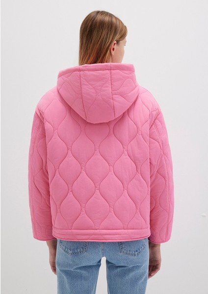 Kapitone Beli Bağcıklı Pembe Ceket 1110323-86413