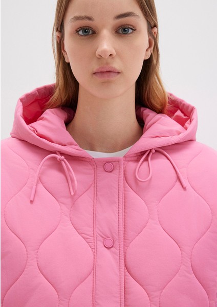 Kapitone Beli Bağcıklı Pembe Ceket 1110323-86413