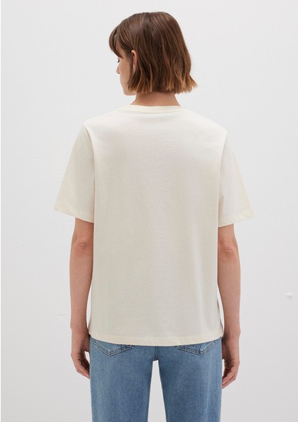 Mavi Logo Baskılı Bej Tişört 1611990-70008