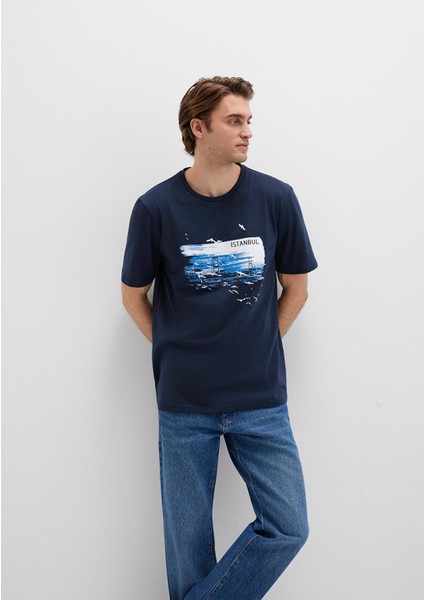 İstanbul Baskılı Lacivert Tişört 0611884-70490