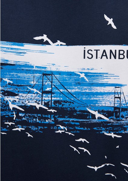 İstanbul Baskılı Lacivert Tişört 0611884-70490