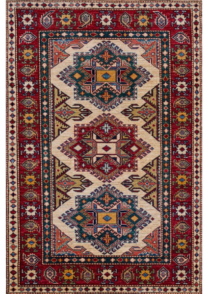 Bordo Madalyon Modern Etnik Desenli Halı | Makinada Yıkanabilir | Hav Toz Vermez | Leke Tutmayaz | Kaymaz Taban | Dijital Makine Baskı | Salon Yolluk Mutfak Halısı