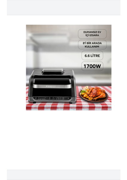 Siyah 6.6l Ev Tipi Çok Fonksiyonlu Airfryer ve Izgara Fritöz