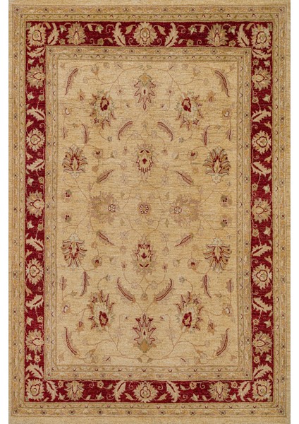 Krem Bordürlü Modern Etnik Desenli Halı | Makinada Yıkanabilir | Hav Toz Vermez | Leke Tutmayaz | Kaymaz Taban | Dijital Makine Baskı | Salon Yolluk Mutfak Halısı