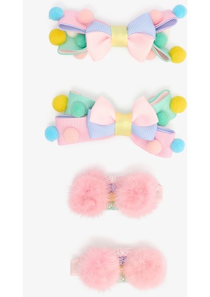 Renkli Kız Çocuk Gökkuşağı 4'lü Toka Seti