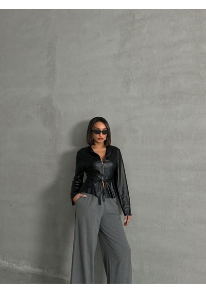 Fermuarlı Ince Deri Premium Luxury Trend Tasarım Ceket modelleri