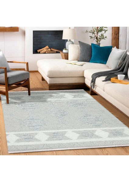 Mavi Geometrik Modern Etnik Desenli Halı | Makinada Yıkanabilir | Hav Toz Vermez | Leke Tutmayaz | Kaymaz Taban | Dijital Makine Baskı | Salon Yolluk Mutfak Halısı modelleri