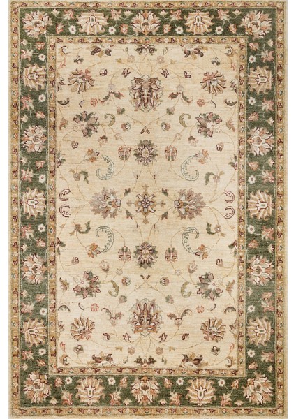 Yeşil Çiçekli Modern Etnik Desenli Halı | Makinada Yıkanabilir | Hav Toz Vermez | Leke Tutmayaz | Kaymaz Taban | Dijital Makine Baskı | Salon Yolluk Mutfak Halısı