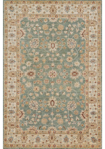 Yeşil Çiçekli Modern Etnik Desenli Halı | Makinada Yıkanabilir | Hav Toz Vermez | Leke Tutmayaz | Kaymaz Taban | Dijital Makine Baskı | Salon Yolluk Mutfak Halısı