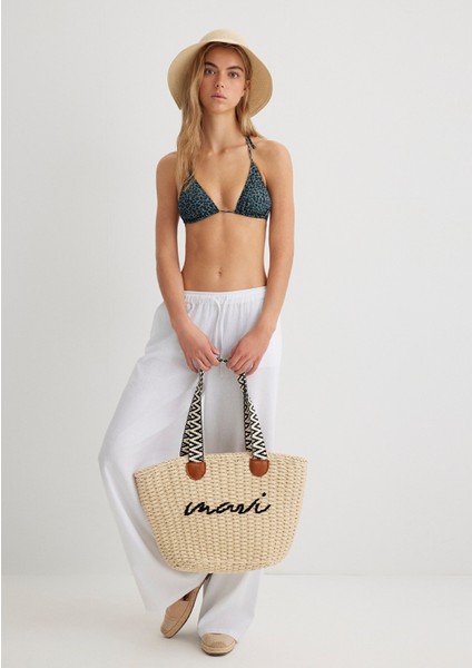 Mavi Logo Hasır Omuz Çantası 1910145-82044