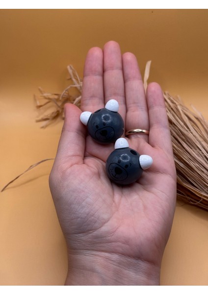 Ahşap Ayıcık Boncuk 24 mm (2 Adet) 1.kalite Anahtarlık Emzik Zinciri Aksesuar Delik Çapı 5 mm fiyatları